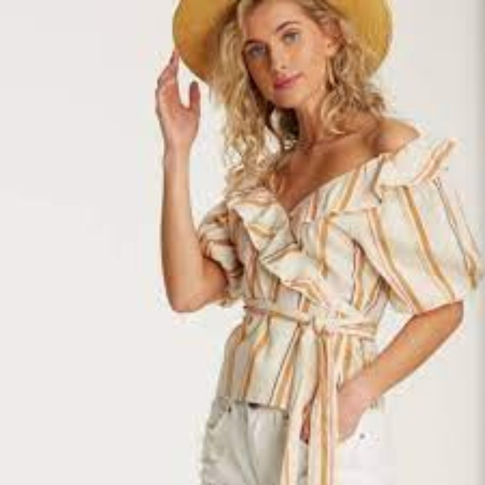 Billabong striped wrap top - size M